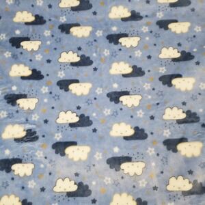 Little Joy Baby Blue Happy Cloud Stars Blanket 29x39‎ Inch EUC